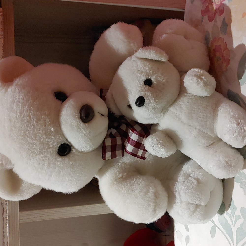 White Mother & Baby Teddy Bear / Polar Bear